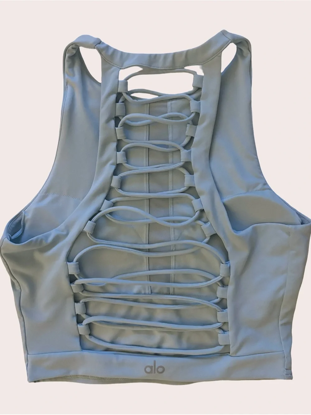 Alo Yoga Movement Sports Bra Corset Crop Strappy Back Gym Active